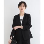 スーツ 「洗える/UVケア/接触冷感/SETUP可能」麻混ノーカラージャケット レディース
