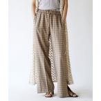 パンツ チェックスリット ワイドパンツ レディース
