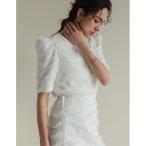 ブラウス シャツ 「オケージョン セレモニー」「MEISM by Re_EDIT」フリルレースパワショルブラウス レディース