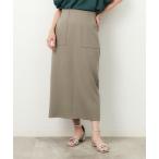 スカート 麻混ストレッチタイトスカート「洗濯機洗い可」