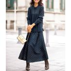 ショッピングベルーナ ワンピース ニット切替プリントワンピース