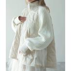 ブルゾン アウター ニットドッキング ハイネックジャケット レディース