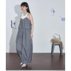 サロペット オーバーオール プリーツデザインTRキャミサロペット レディース