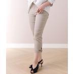 パンツ 美脚ストレッチ裾リボンクロップド53丈 レディース