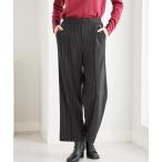 パンツ ストレッチ素材ボタン使いワイドパンツ６５ レディース