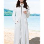 ラッシュガード 紫外線カット ロング丈 フーデット ジップアップ ラッシュガード レディース