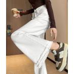 ジーンズ デニム デニムパンツ フリンジ デニムパンツ ハイウエスト美脚 レディース