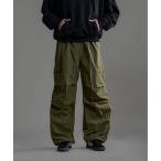 カーゴパンツ 3-6D1 ナイロンワイドカーゴパンツ オーバーサイズ ドローコード付 ミリタリー メンズ
