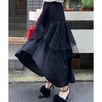 スカート ドットチュールラッフルイレヘムスカート