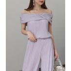 tシャツ カットプリーツオフショルダートップス レディース