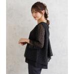 ブラウス シャツ ドットフロッキーレイヤード風ブラウス レディース