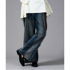 ジーンズ ウェーブフリンジワイドストレートデニム メンズ レディース