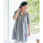 ショッピングチュニック チュニック ａｎｄ　ｍｙｅｒａ　ざっくりとした綿麻チェックチュニック
