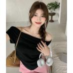 tシャツ サイドギャザー オフショルダー トップス レディース