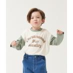 tシャツ 「型崩れしないやわらかコットン」バイカラーロゴプリント長袖Tシャツ キッズ 子供服 男の子