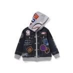 パーカー SHARK BAPE EMBLEM DENIM JACKET PRINT ZIP HOODIE キッズ 子供服 男の子 女の子