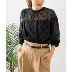 カーディガン 「手洗い可能」シアーフロッキードット柄クルーネックカーディガン 24AW レディース