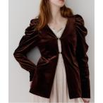 ジャケット ノーカラージャケット クラシカルベロアパフスリーブジャケット レディース