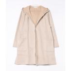 ニット セーター スエード調素材裏起毛フードカーディガン レディース