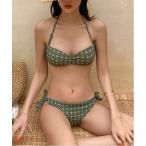 水着 レトロシック チェック柄 ビキニセット レディース