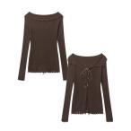 tシャツ 「HOOK」for girls　オープンショルダーダメージニット レディース