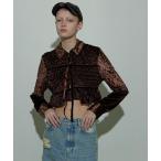 ブラウス シャツ Shirring Velor Ribbon Blouse/シャーリングベロアリボンブラウスセットアップ対応 レディース
