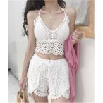 水着 クロシェ ビキニ  バックリボンホルターネックビキニ セットアップ レディース