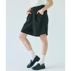 パンツ 上品ストレッチタックハーフパンツ レディース