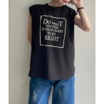 tシャツ ボックスロゴプリントノースリーブTシャツブラウス レディース