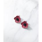 イヤリング マットレッドフラワーイヤリング レディース