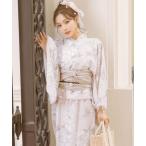 浴衣 浴衣 ワンピース セパレート 2way 線画フラワー ゆかた3点セット浴衣羽織 ワンピース 兵児帯 かわいい キャミワンピース レディース