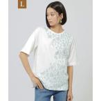 tシャツ 「L」「ウォッシャブル」スラッシュパンサープリントプルオーバーカットソー レディース