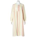 パジャマ ルームウェア キッドブルー -２４Ｗガーゼストライプ -長袖ナイティ -KNAL517 -kidblue レディース