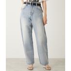 ジーンズ デニム デニムパンツ ラインストーン付キャロットラインデニムパンツ レディース