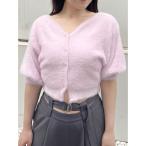 カーディガン 2WAYキーネックミニシャギーコンパクトカーディガン レディース