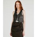 ベスト ジレ レザーバイカーベスト / Leather Biker Vest レディース