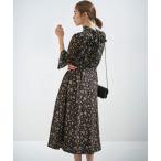 ショッピングシフォン ワンピース シフォンオーガンプリント ボウタイワンピース