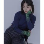 ニット セーター 箔プリントリブニット レディース