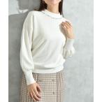 ニット セーター パールビジュー付ハイネックニット レディース