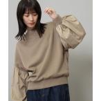 トレーナー スウェット 裏毛×ブロードバルーンスリーブトップス レディース