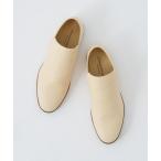 スリッポン 「ヌメ革」ソフトレザー ドレープフラットシューズ メンズ