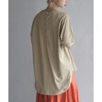 tシャツ バックヘンリー テールヘムプルオーバー レディース