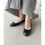 パンプス リボンキルティングバレエシューズ/パンプス