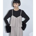 tシャツ ベルスリーブエコファー切替カフトップス レディース