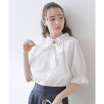 ブラウス シャツ ギャザーフリルリボンタイ レディース