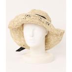 帽子 ハット リボン付きつば広ストローハット レディース