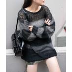 ニット セーター WEGO/ボーダーモヘアタッチメッシュニットプルオーバー レディース