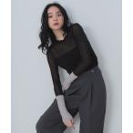 ニット セーター 袖ラメ配色シアーニット レディース