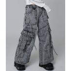 ジーンズ デニム デニムパンツ 「REFLEM/レフレム」クロスパッチワイドデニムカーゴパンツ レディース メンズ