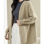 カーディガン ソリッドカラー ミディアム ニット ガウン カーディガン レディース